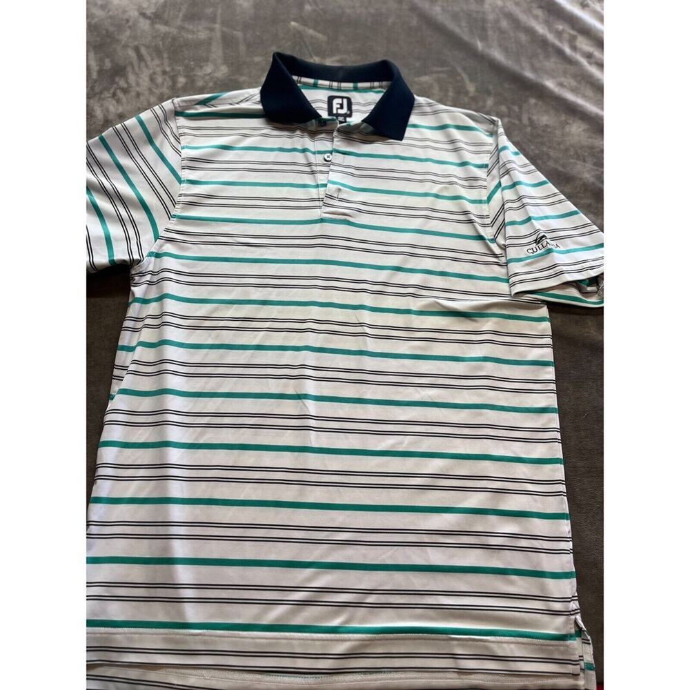 FootJoy FJ Polo Shirt Mens M‎ Medium Green Striped Golf Cullasaja